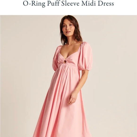O Ring Puff Sleeve Midi Dress - Picture 4 of 7
